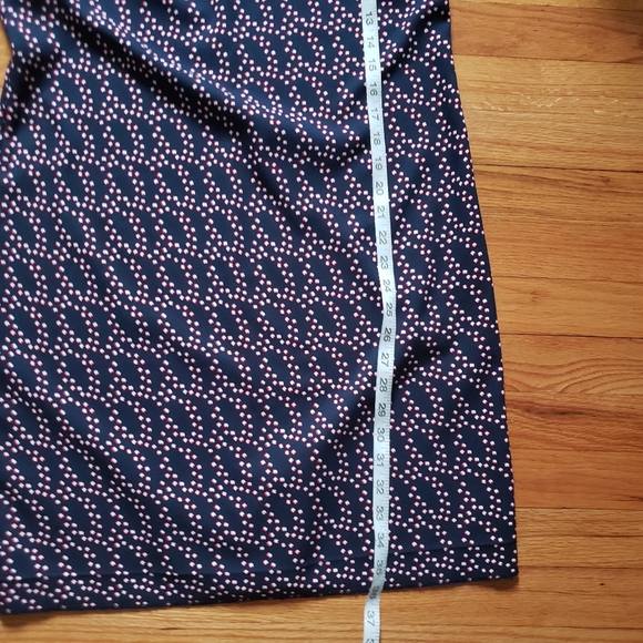 NWOT Banana Republic Navy Printed Long Sleeve w/ ruffle key hole back of Dress - Picture 6 of 10